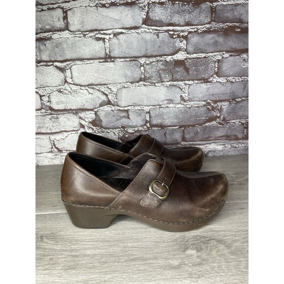 Dansko Tamara Chocolate Leather Strap Clogs Shoes Women Sz 40EU/9M US 4800457800 - Picture 1 of 16